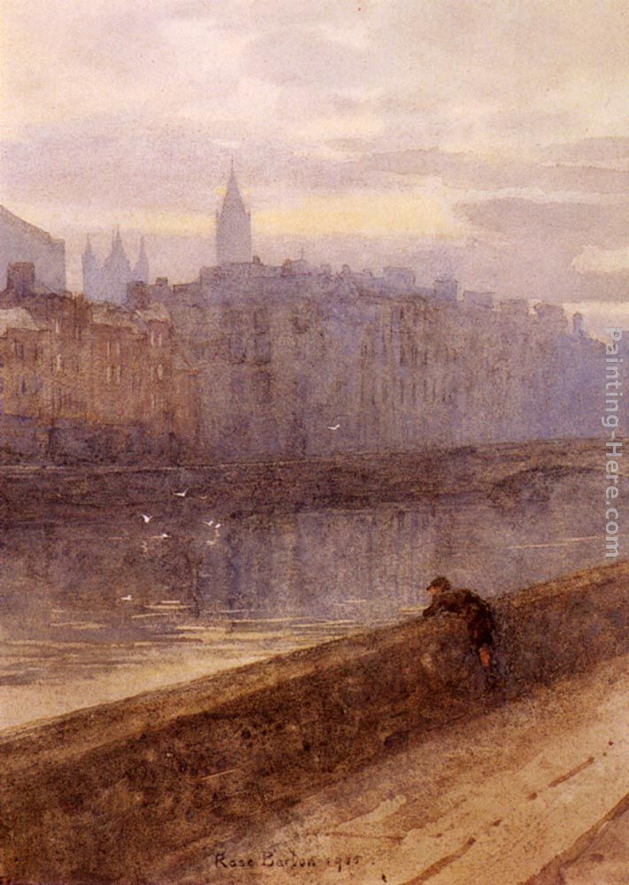 Evening On The River Liffey With St. John's Church In Distance painting - Rose Barton Evening On The River Liffey With St. John's Church In Distance art painting